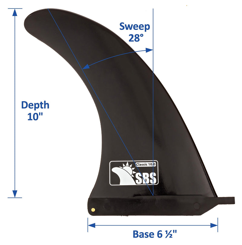 [Australia - AusPower] - SBS 10" Surf & SUP Fin - Free No Tool Fin Screw - 10 inch Center Fin for Longboard, Surfboard & Paddleboard Black 