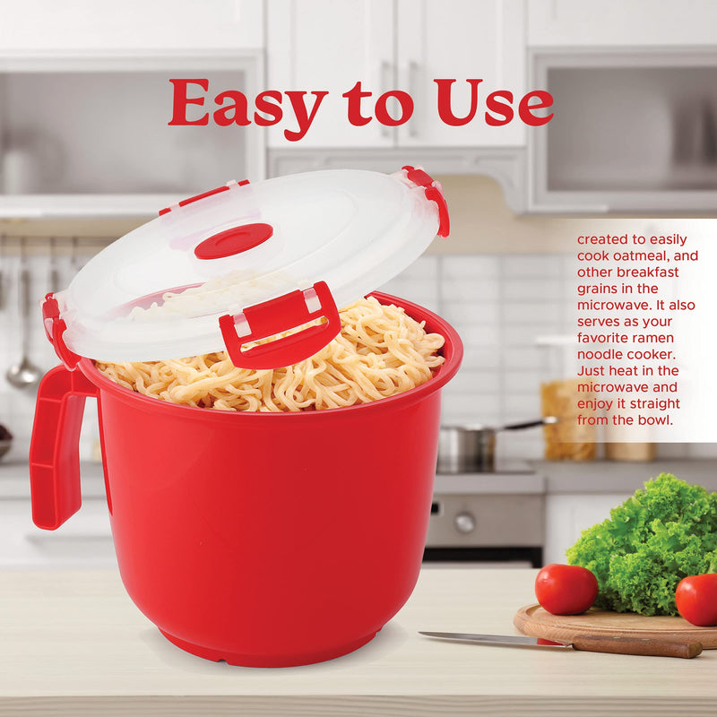 [Australia - AusPower] - Tafura Microwave Bowl with Lid [Pack of 2] | Microwavable Soup Bowl with Cover | Ramen Noodle Cup Microwave-safe | Oatmeal Container To-Go. Leakproof, 34 Ounce, BPA Free 