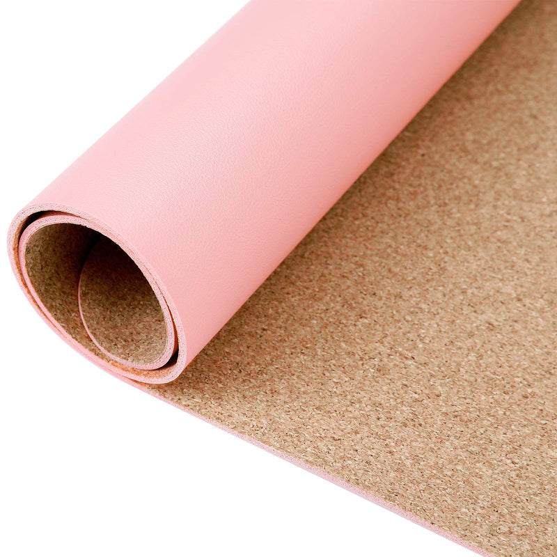[Australia - AusPower] - Aelfox Cork & Leather Desk Pad, Natural Office Desk Mat Double-Sided Use, Stitched Edges, Waterproof Large Extended Mouse Pad Desk Accessories (31.5 x 15.7 inches, Pink/Cork) Cork+pink 31"x16" 