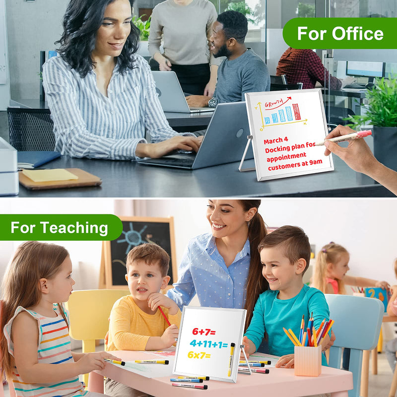 [Australia - AusPower] - Small Dry Erase Board, 10" X 10" Small Whiteboard with Stand, Portable Magnetic Tabletop Erase Board for Kids Drawing, Desktop for Students Kids Home Office 