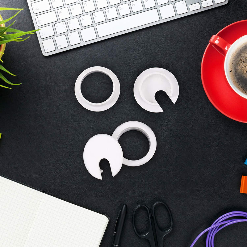 [Australia - AusPower] - Desk Grommet, Plastic Desk Cord Cable Hole Cover Grommet for Computer Table Wire Organizer for Home and Office, 35 mm/ 1.38 Inch Mounting Hole Diameter (White, 8 Packs) White 
