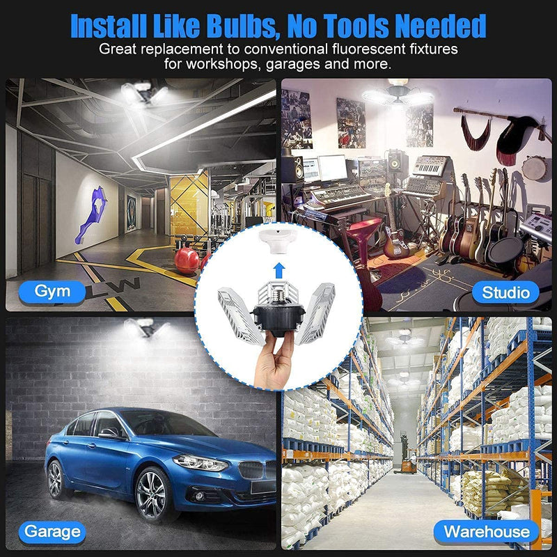 [Australia - AusPower] - TANBABY Garage Light LED Garage Light E26/E27 Garage Lights Ceiling LED Shop Light 60W Deformable Garage Lights LED Garage Lighting Garage Light Bulb, Garage Lights Ceiling LED for Garage 60W-1 Pack Silver 