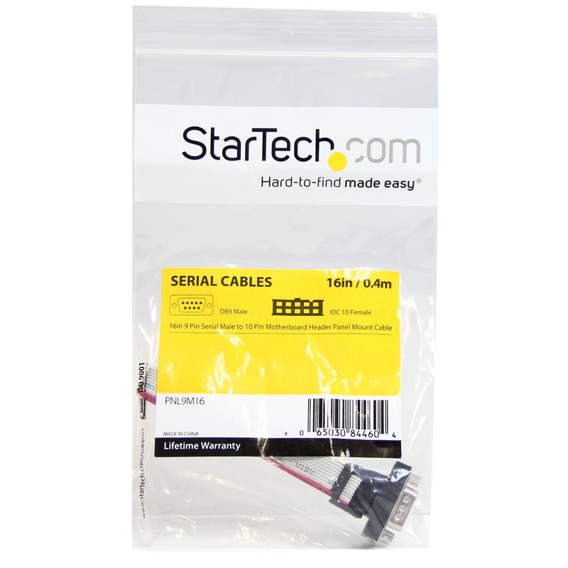 [Australia - AusPower] - StarTech.com 16in 9 Pin Serial Male to 10 Pin Motherboard Header Panel Mount Cable - motherboard to RS232 (PNL9M16),Gray 