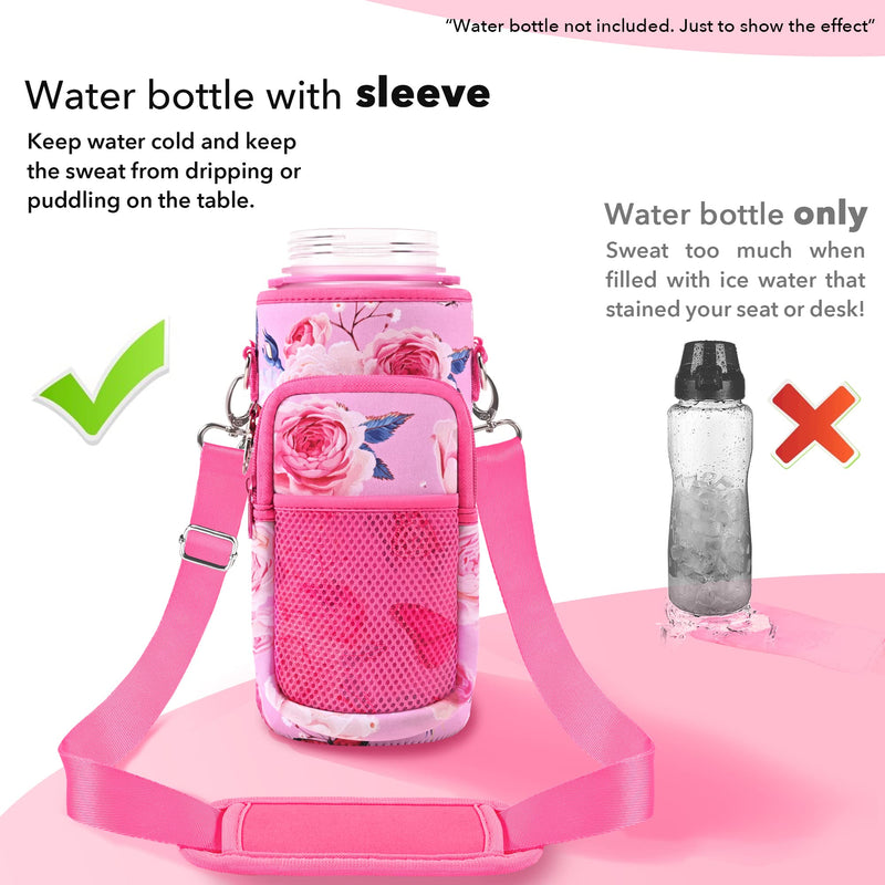 [Australia - AusPower] - Half Gallon Water Bottle Carrier Bag, Bottle Pouch Holder, Adjustable Shoulder Hand Strap 2 Pocket Sling Neoprene Sleeve Sports Water Bottle Accessories for Hiking Travelling &Camping 