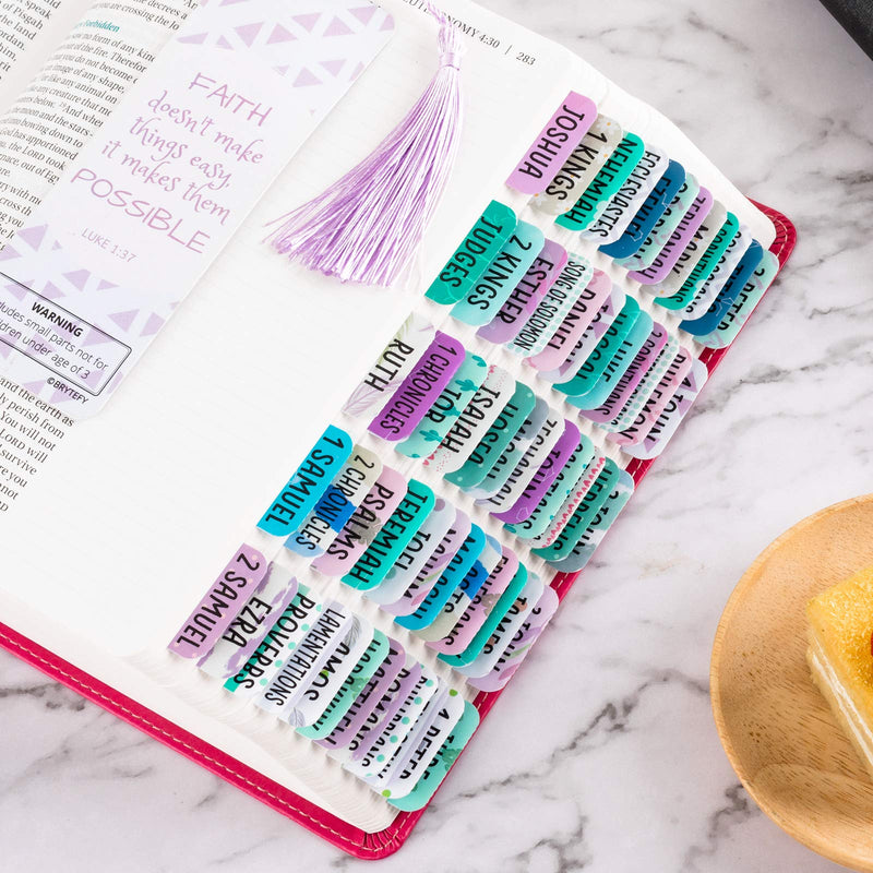 [Australia - AusPower] - Laminated Bible Tabs for Women and Girls (Large Print, Easy to Read), Women Bible Journaling Book Tabs, Christian Gift, 90 Colorful Bible Tabs Old and New Testament, Includes 24 Blank Tabs Space 