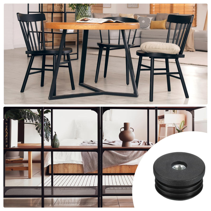 [Australia - AusPower] - uxcell 10Pcs Inserts for Round Tubes with M8 Thread, for 38mm/1.5" OD Round Tube, Round Black Plastic Plug Caster Insert Chair End Caps Furniture Leg Plug 10 