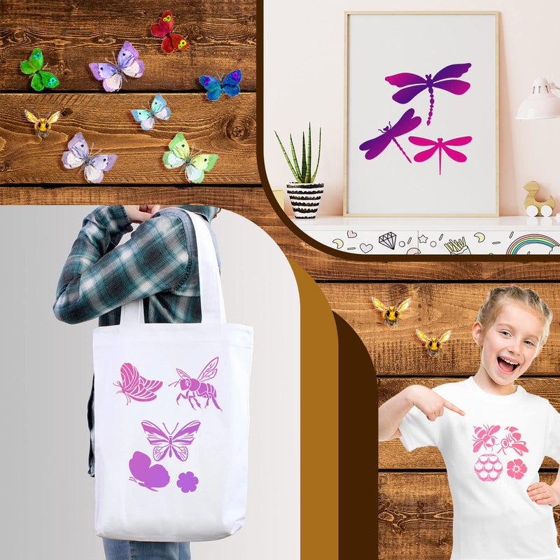 [Australia - AusPower] - 20 Pieces Stencil Template for Painting Reusable Animal Plant Stencil Spring Summer Winter Template, DIY Christmas Stencils for Painting on Wood Wall Home Decor (Bee Butterfly) Bee Butterfly 