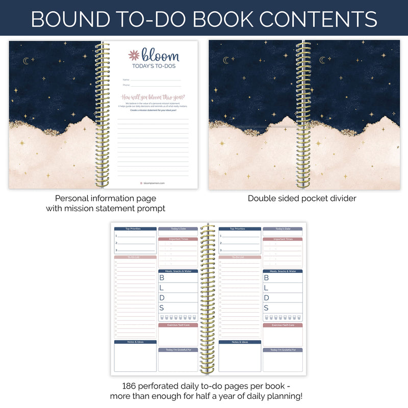 [Australia - AusPower] - bloom daily planners Bound to-Do List Book - UNDATED Daily Planning System Tear Off Calendar Pages - 6" x 8.25" - Celestial 