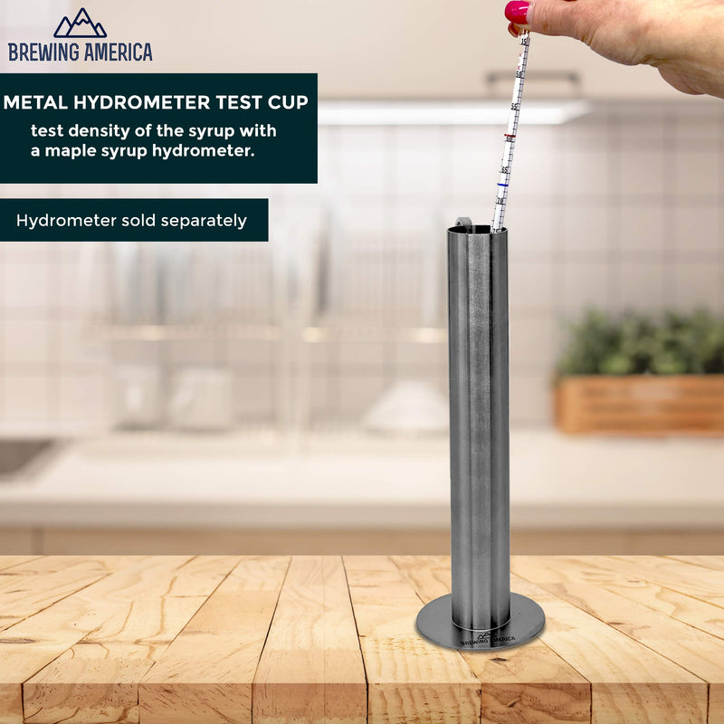 [Australia - AusPower] - Maple Syrup Hydrometer Test Cup for Sugar and Moisture Content Measurement for Consistently Delicious Pure Syrup - Stainless Steel - 10 Inches Tall 