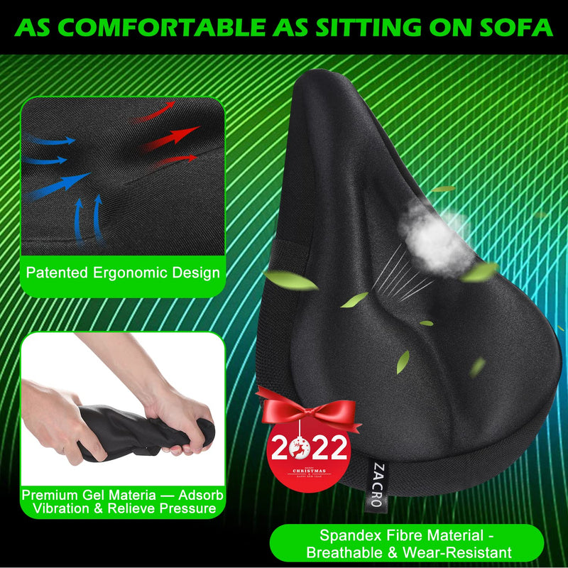 [Australia - AusPower] - Zacro Bike Seat Cushion - Gel Padded Bike Seat Cover for Men Women Comfort, Extra Soft Exercise Bicycle Seat Compatible with Peloton, Outdoor & Indoor black Small 