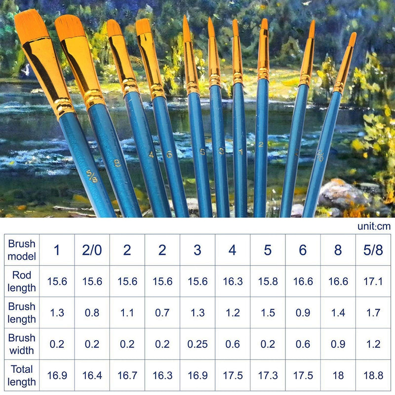 [Australia - AusPower] - Acrylic Paint Brush Set, 6 Packs / 60 pcs Nylon Hair Brushes for All Purpose Oil Watercolor Painting Artist Professional Kits Paint Brush Set A-60P 