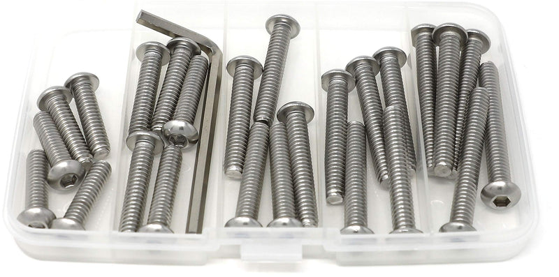 [Australia - AusPower] - iexcell 25 Pcs SAE 1/4-20 x 1, 1-1/4, 1-1/2, 1-5/8, 2 UNC Threads Stainless Steel 304 Hex Socket Button Head Cap Screws Bolts Assortment Kit 