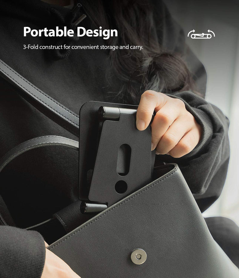 [Australia - AusPower] - Ringke Super Folding Stand, 2 in 1 Portable Smartphone & Smartwatch Stand Compatible with Galaxy Watch 4 / Watch 4 Classic, Galaxy Watch 3, Galaxy Watch Active 1/2 Black (Galaxy Watch) 