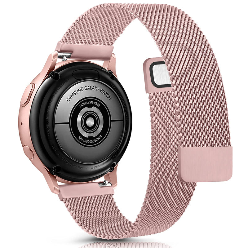 [Australia - AusPower] - Meliya Metal Band Compatible with Samsung Galaxy Watch 4 Band 44mm 40mm / Galaxy Watch 4 Classic Band 46mm 42mm, 20mm Stainless Steel Band Replacement for Samsung Watch 4 40mm 44mm 42mm 46mm Women Men Rose Pink 