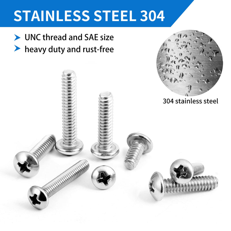 [Australia - AusPower] - 720Pcs Machine Screw Assortment Kit, 10-24#8-32#6-32#4-40 Phillips Pan Head Assorted Nuts Bolts and Flat Washers Kit, Stainless Steel Screws Hardware Assortment with Case 