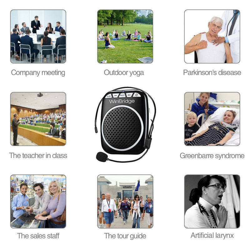 [Australia - AusPower] - WinBridge WB001 Portable Voice Amplifier with Headset Microphone Personal Speaker Mic Rechargeable Ultralight for Teachers, Elderly, Tour Guides, Coaches, Presentations, Christmas Gift Teacher 