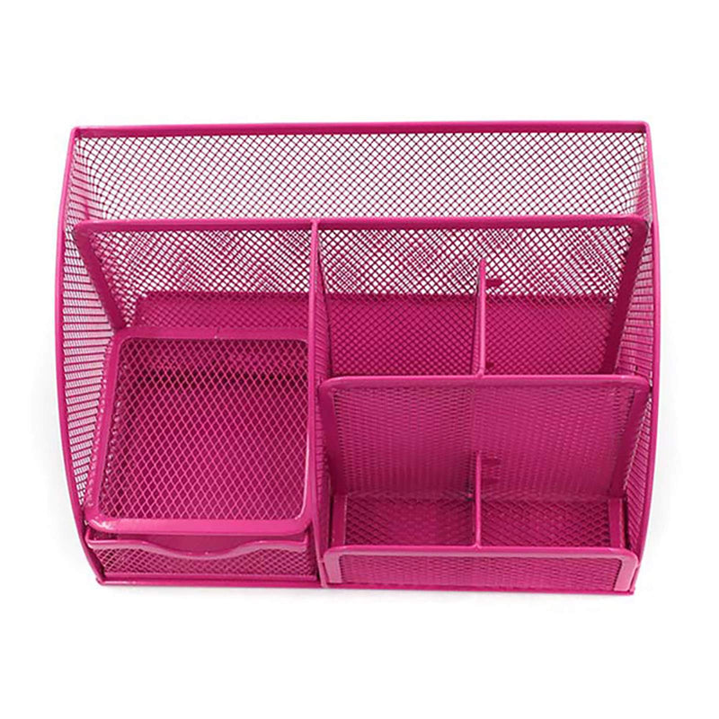 [Australia - AusPower] - VANRA Office Supply Caddy Mesh Desk Organizer School Supply Holder 6 Compartments with Drawer (Pink) Pink 