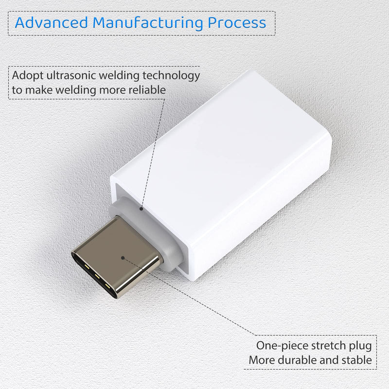 [Australia - AusPower] - USB C to USB Adapter Pack-1,USB-C Male to USB 3.0 Female Adapter for MacBook Pro 2021/2020 iMac iPad Pro/Mini 6 Pixel 6 5 4 XL USB C Wall Plug Charger and Any Type C or Thunderbolt 4/3 Devices, White 1 Count 