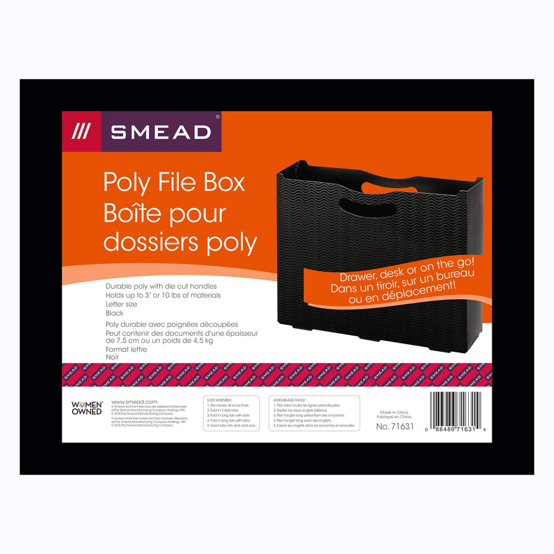 [Australia - AusPower] - Smead Poly File Box, 3" Expansion, Die-Cut Handles, Letter Size, Black Wave Pattern (71631) 