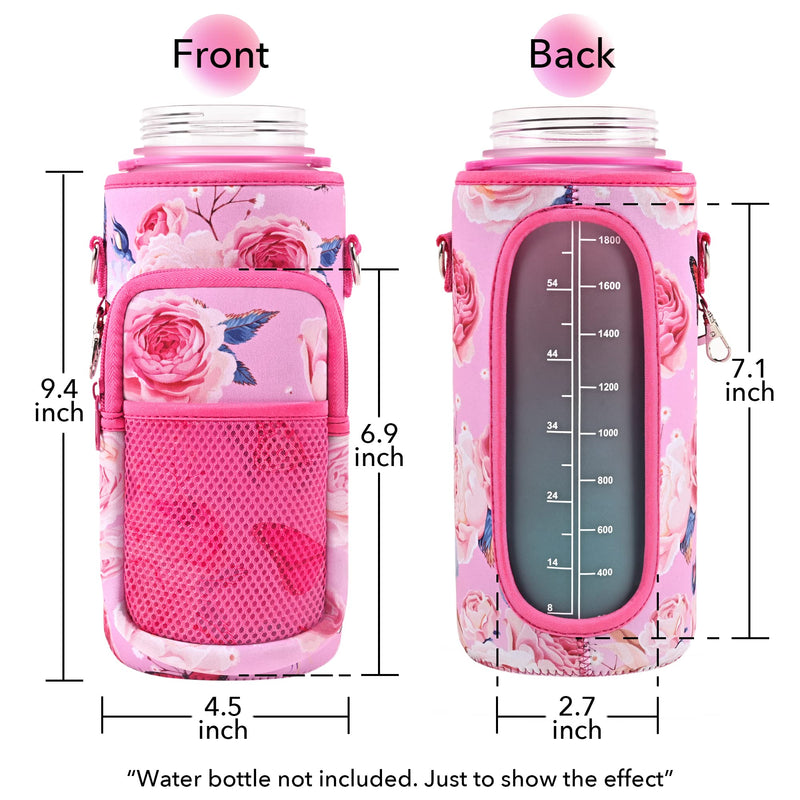 [Australia - AusPower] - Half Gallon Water Bottle Carrier Bag, Bottle Pouch Holder, Adjustable Shoulder Hand Strap 2 Pocket Sling Neoprene Sleeve Sports Water Bottle Accessories for Hiking Travelling &Camping 