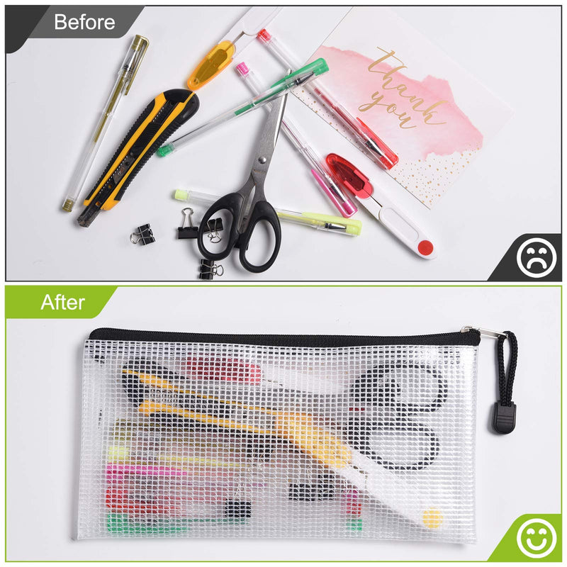 [Australia - AusPower] - 12 Pcs Plastic Mesh Pencil Pouch, Waterproof Tear-Resistant Document File Folders, Zipper Documents Pouch Document Organizer Bags for School Office Business Home Travel Storage(9.25×4.25Inch) Black A6(9.25×4.25 Inch) 