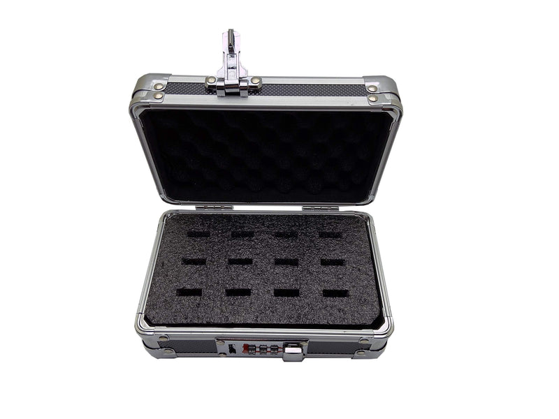 [Australia - AusPower] - Flash USB Thumb Drive Case Memory Card Electronic Accessories Storage Organizer Bag Secure Combination Lock Antistatic Shockproof Foam (Aluminum, 12 USB Slots) 