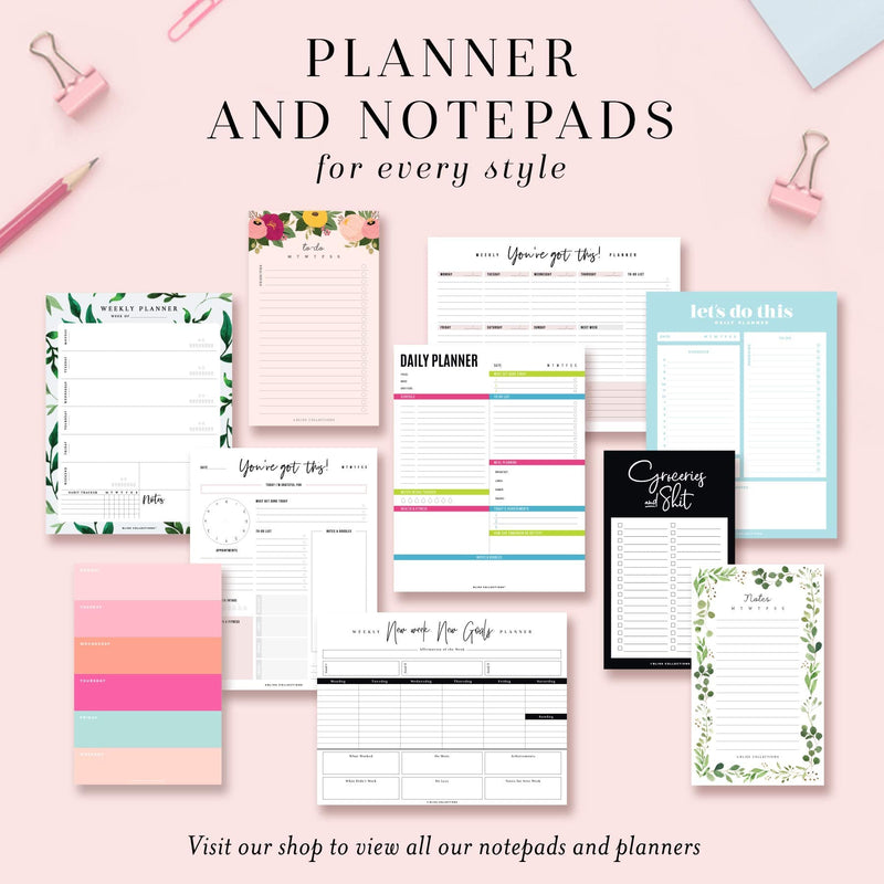 [Australia - AusPower] - Bliss Collections Family Planner with 50 Undated 8.5 x 11 Tear-Off Sheets - Simple Pink Daily and Weekly Calendar for Planning and Organizing Family Activities, Appointments, Tasks, Chores and Meals 