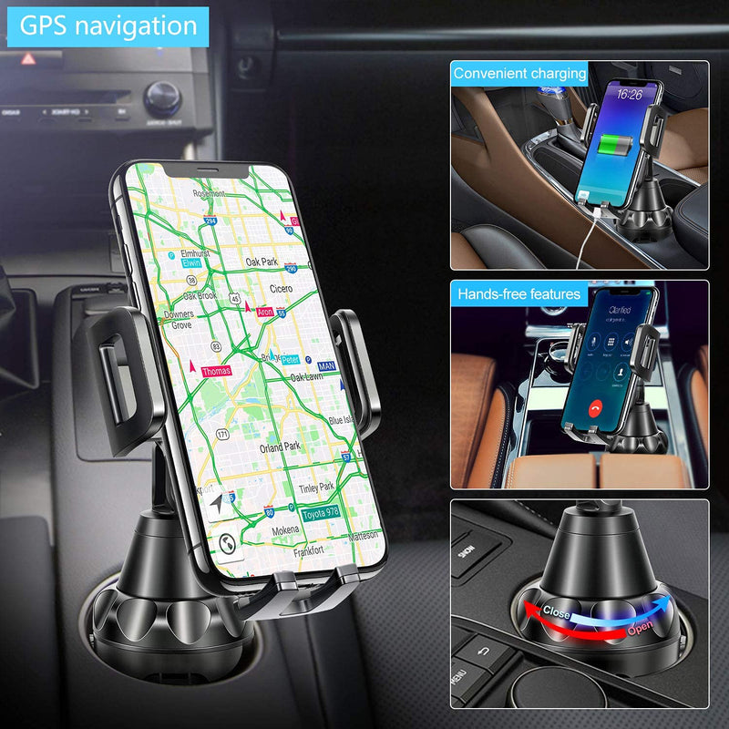 [Australia - AusPower] - Car Cup Holder Phone Mount TBD1 Pro Ver. Adjustable Automobile Cup Holder Smart Phone Cradle Car Mount for iPhone 11 Pro/XR/XS Max/X/SE/8 Plus/6s/Samsung Galaxy S20+/Note 10/S9/S7 Edge(Black) 