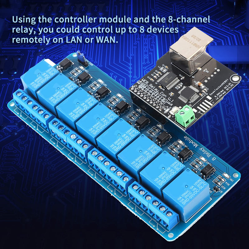 [Australia - AusPower] - Relay Network Ethernet Relay Controller Module Control Board LAN WAN Network Web Server with RJ 45 Interface + 8 Channel Relay Module for Smart Home Remote Control 