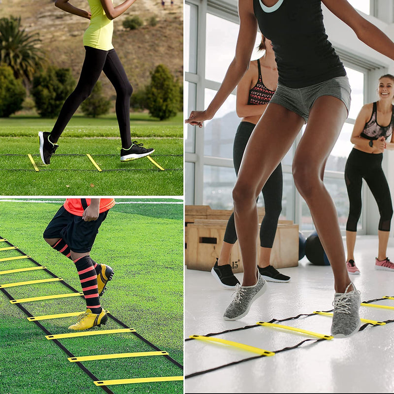 [Australia - AusPower] - Ohuhu Agility Ladder 17ft 12 Rung Speed Training Exercise Ladders for Soccer Football Boxing Footwork Sports Speed Agility Training Equipment with Carry Bag Yellow or Blue 