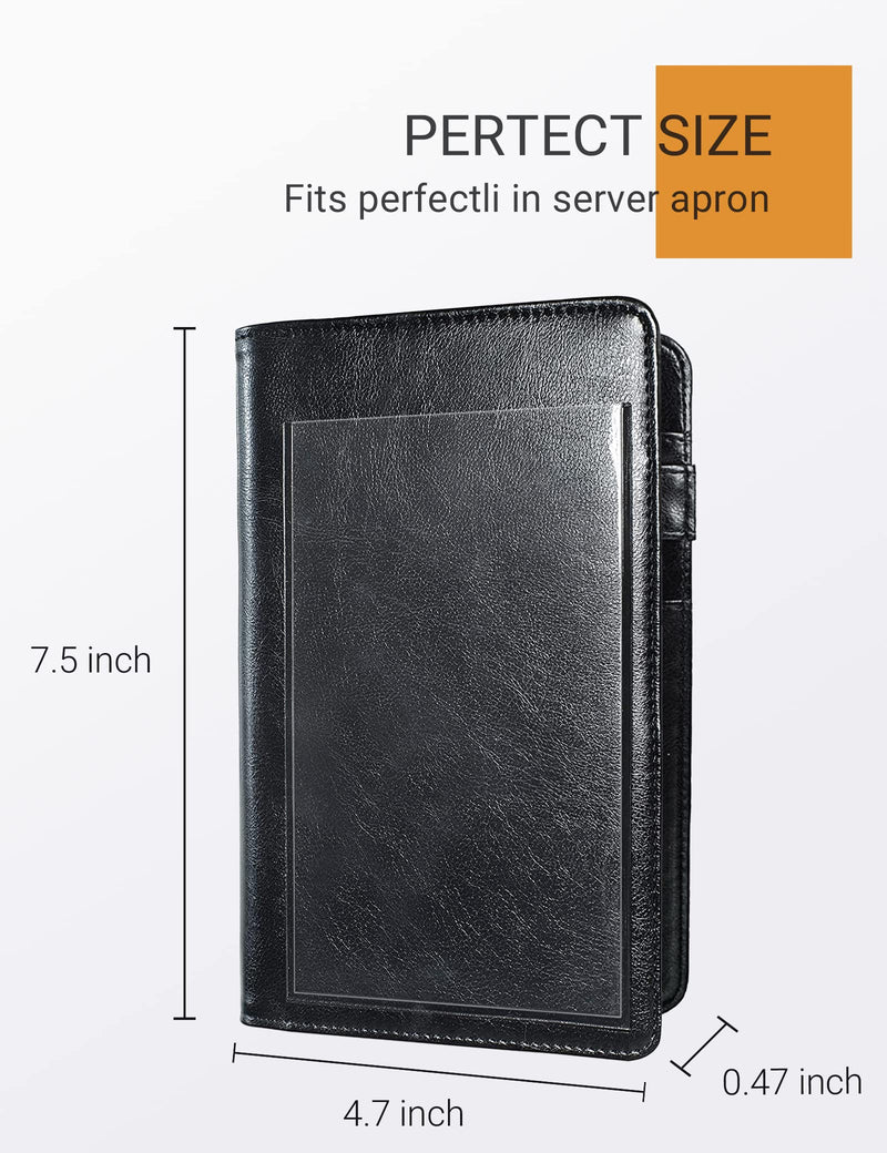 [Australia - AusPower] - Mymazn Server Book with Photo Pocket, Waiter Book Server Wallet Server Pads Waitress Book Restaurant Waitstaff Organizer, Guest Check Book Holder Money Pocket Fit Server Apron (Black) Black 