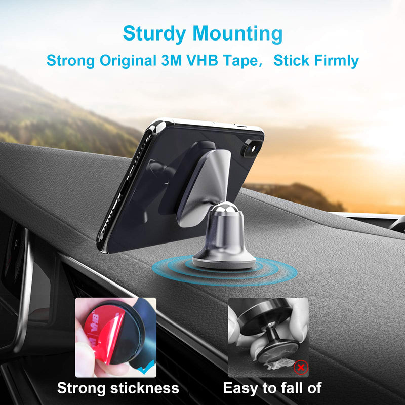 [Australia - AusPower] - Magnetic Phone Car Mount, APPS2Car Car Phone Holder Mount, Universal Magnetic Phone Mount for Car, Magnetic Dashboard Phone Mount Compatible with iPhone 11Pro Xr Xs 8Plus 7 Galaxy Note S7 8 9 10 etc. Silver 