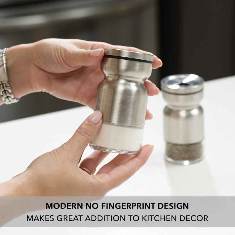 [Australia - AusPower] - CHEFVANTAGE Salt and Pepper Shakers Set with Adjustable Pour Holes - Black and White 