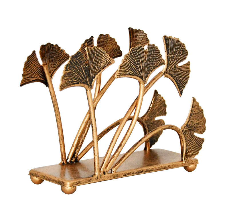 [Australia - AusPower] - OwlGift Modern Ginkgo Leaves Design Napkin Holder for Tables, Metal Paper Napkin Storage for Kitchen, Stylish Paper Towel Dispenser, Mail Letter Sorter Rack, Document File Organizer – Bronze 