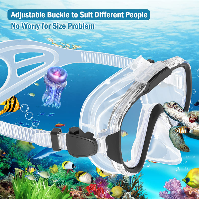 [Australia - AusPower] - Norabidea Swimming Goggles, Anti-Fog One Piece Lens Diving Mask, Clear View Tempered Glasses Swim Mask with Nose Cover for Scuba Dive Swim Adults(Black) 
