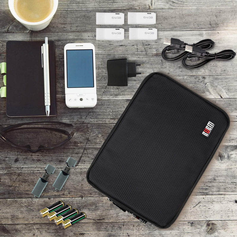 [Australia - AusPower] - BUBM Double Layer Electronic Accessories Organizer, Travel Gadget Bag for Cables, USB Flash Drive, Plug and More, Perfect Size Fits for iPad Mini (Medium, Black) Medium,2-layer 