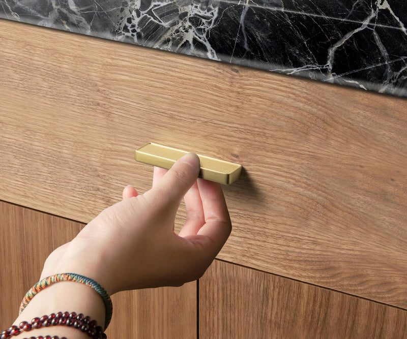 [Australia - AusPower] - Goo-Ki 6 Pack 1-1/4 Inch ï¼ˆ32mmï¼‰ Hole Center Cabinet Pulls Brushed Brass Zinc Alloy Kitchen Drawer Pulls Finger Pull Drawer Handles 1.85 Inch Length 2061-TLS-32 1-1/4 in Hole Centers 
