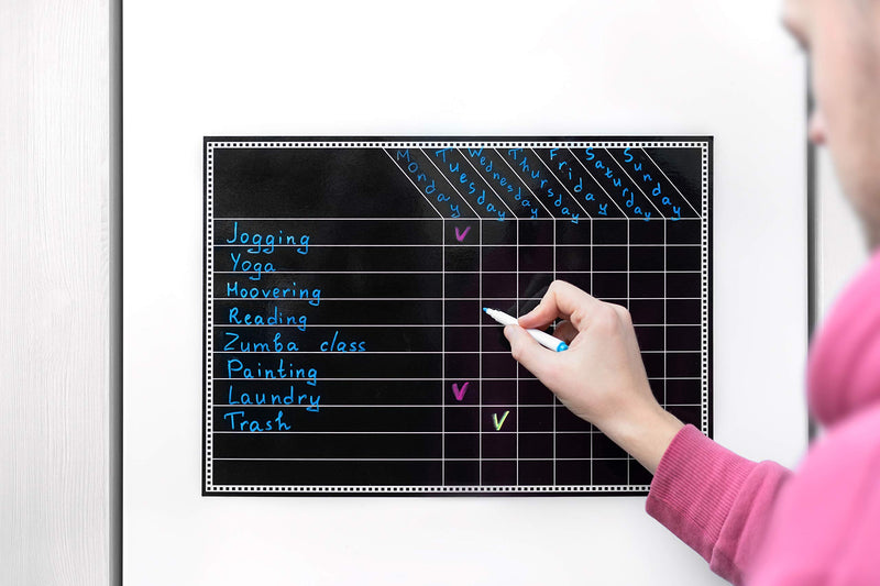 [Australia - AusPower] - Best_Price_HQ Board Magnetic Dry Erase Whiteboard X Black Office Marker Eraser Pen Calendar Refrigerator Planner 
