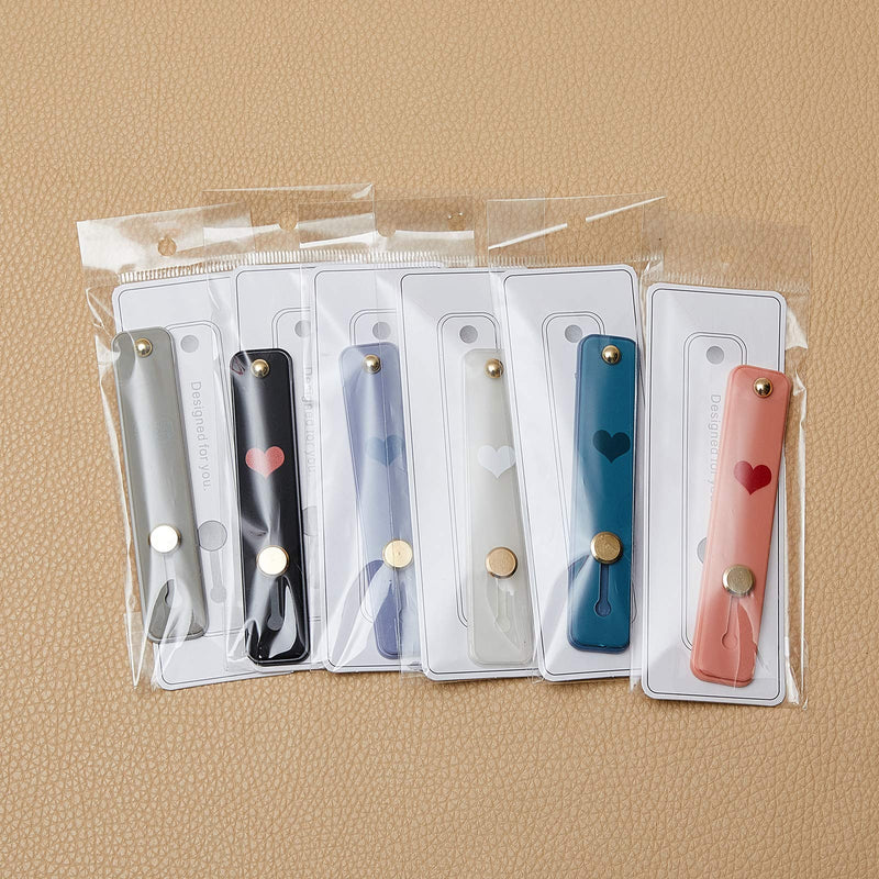 [Australia - AusPower] - 6 Pieces Phone Finger Grip Portable Telescopic Finger Strap Bracket Silicone Mobile Phone Ring Stand Phone Grip Finger Strap for Most Mobile Phones (Orange, Blue, Purple, Black, White, Gray) Orange, Blue, Purple, Black, White, Gray 