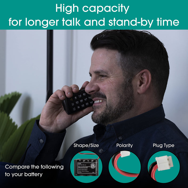[Australia - AusPower] - Power Gear Rechargeable Cordless Phone Battery, 3.6V, 400mAh Battery Pack, Nickel Metal Hydride, Cordless Phone Handset Compatible, 76155 