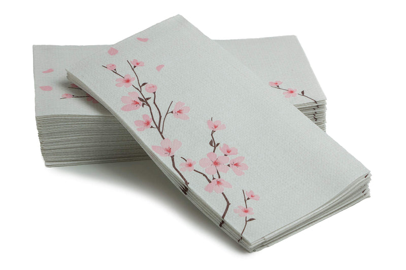 [Australia - AusPower] - SimuLinen Disposable Guest Bathroom Hand Towels – CHERRY BLOSSOM Design - Linen-Feel Disposable Paper Towels, Cloth-Like Texture Single-Use - Perfect Size: 12x17” Unfolded & 8.5x4” Folded - Pack of 25 