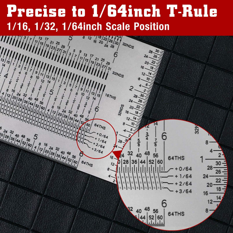 [Australia - AusPower] - T-Rule,Precision Marking T-Rule 6'',Precision Woodworking Tools T-Square 6'',Stainless Steel Positioning Scribing Gauge, Carpenter Mark T-Rule 