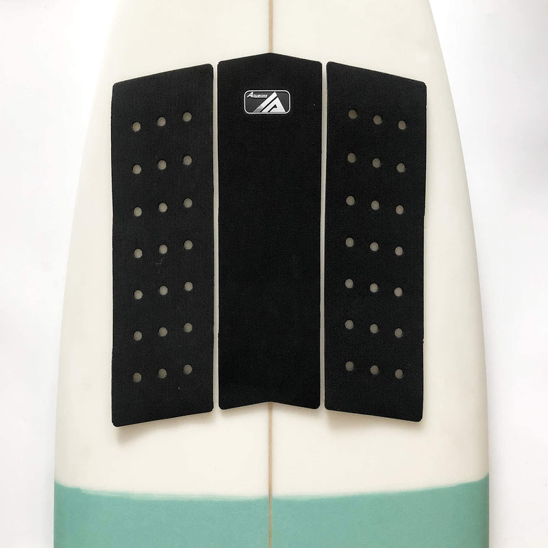 [Australia - AusPower] - AQUBONA 3 Piece Stomp Pad Surfboard EVA Traction Pad with 3M Adhesive Professional Tail Pad/Applies All Boards - Surfboards, Shortboards, Longboards, Skimboards/Black White Blue BLACK circle 