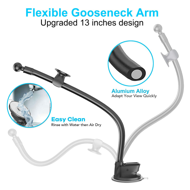 [Australia - AusPower] - Magnetic Truck Car Phone Mount with 13-inch Flexible Long Arm, Anti-Shake Cell Phone Holder for Truck, 360 Rotation Windshield Dashboard Strong Suction Car Mount for iPhone 12 11 XS X Samsung Galaxy 