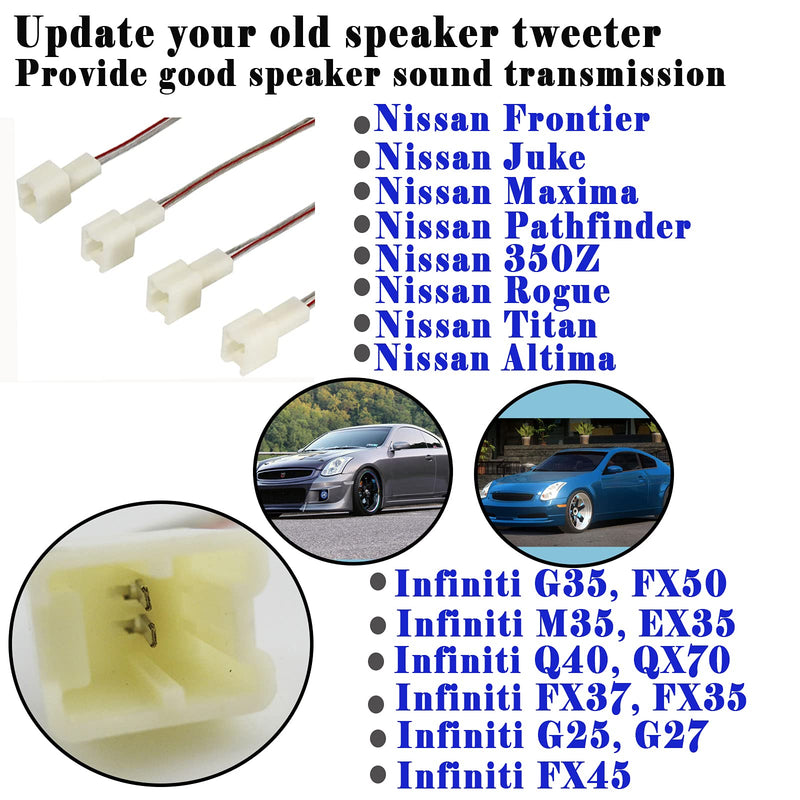 [Australia - AusPower] - 4 Pack Speaker Wire Harness Adapter Replacement for Nissan Speaker Harness 2004-2021, Infiniti Speaker Harness 2006-2018 Car Speaker Connector Harness Adapter 