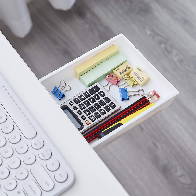 [Australia - AusPower] - Boviagom Self-Adhesive Pop-Up Hidden Under Desk Drawer Under Desk Storage White 2Pack Organizer for Home Office Desk/School Desk Large 