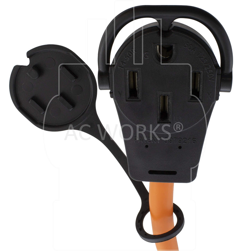 [Australia - AusPower] - AC WORKS 50-Amp RV/Range/Generator 14-50 Piggy-Back Plug Adapter (to 4-Prong 30A Locking) 