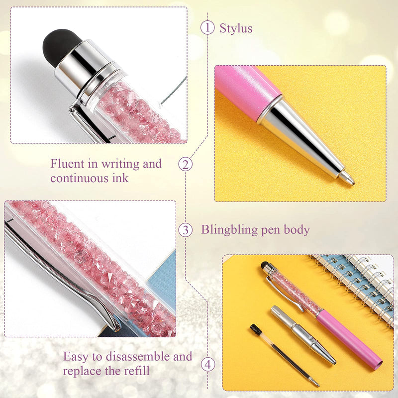 [Australia - AusPower] - 26 Pieces Crystal Ballpoint Pen Crystal Stylus Pen Bling Ballpoint Pens Glitter Diamond Pen 2-in-1 Slim Pens Capacitive Writing Pens for Touch Screens, Office, School Stationery Supplie (Cold Colors) Cold colors 