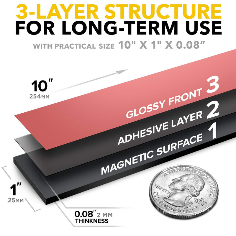 [Australia - AusPower] - Flexible Magnetic Tape - 1 Inch x 10 Feet Magnetic Strip with Strong Self Adhesive - Ideal Magnetic Roll for Craft and DIY Projects - Sticky Magnets for Fridge and Dry Erase Board 