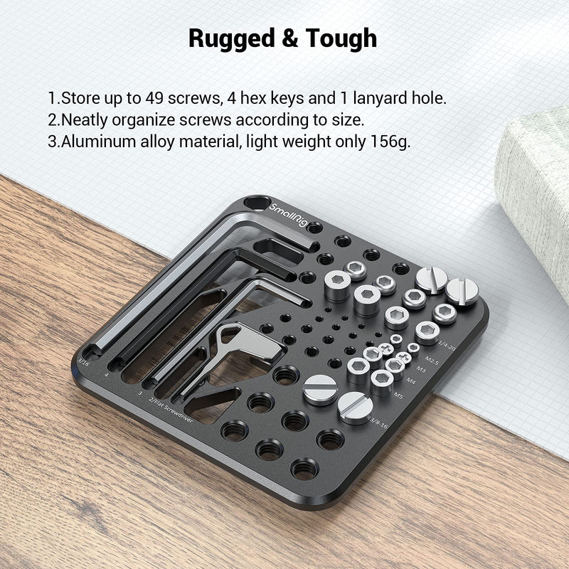 [Australia - AusPower] - SmallRig 20Pcs Screws and Hex Key Storage Plate with 1/4"-20 3/8"-16 M2.5 M3 M4 M5 Stainless Steel Screws and 4Pcs Hex Keys MD3184 